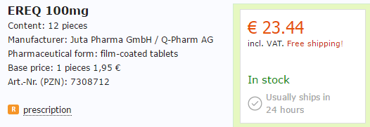 Ereq 100 mg Price