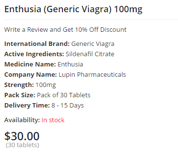 Enthusia 100 mg Cost