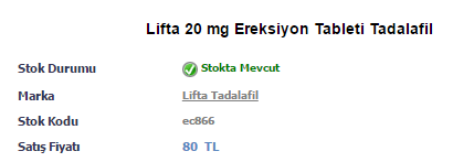 Lifta 20 mg Tablet Price