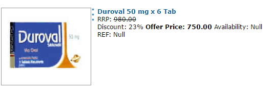 Duroval 50 mg Price